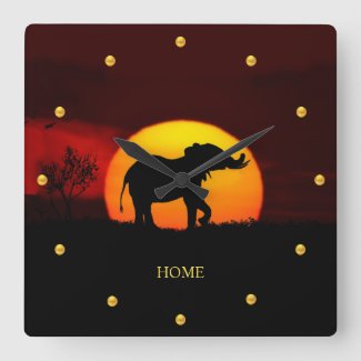 Wild elephant, golden dots & sunrise on a jungle