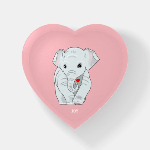 Wild Elephant Holding a Heart on Pink Paperweight