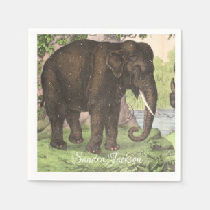 Wild Elephant Print Gender neutral Baby Shower Napkins