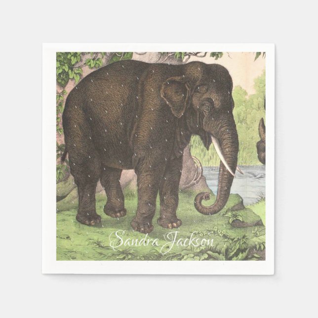 Wild Elephant Print Gender neutral Baby Shower Napkins (Front)