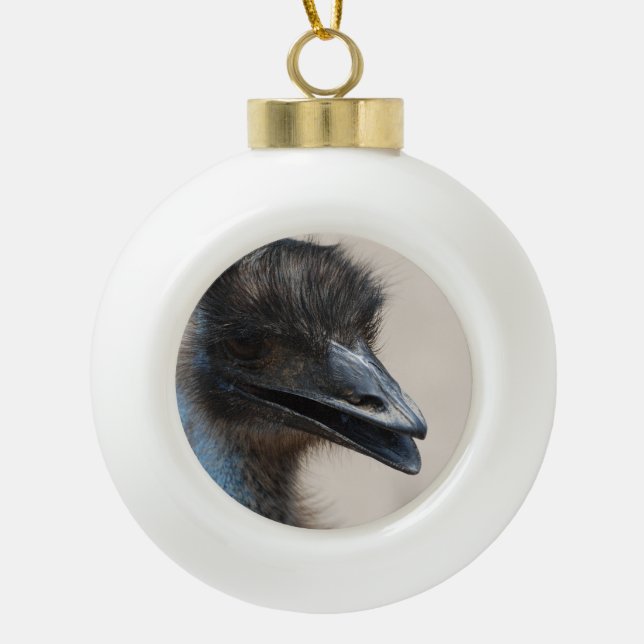 Wild Emu Ceramic Ball Christmas Ornament (Front)