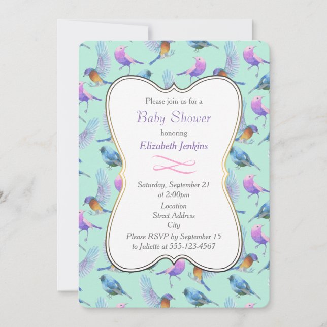 Wild Exotic Birds Colorful Watercolor Baby Shower Invitation (Front)