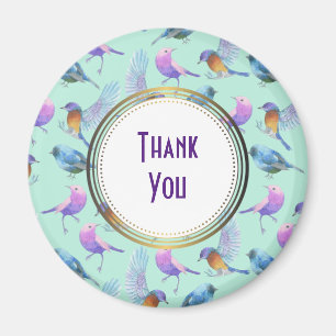 Wild Exotic Birds in Watercolor Thank You Magnet