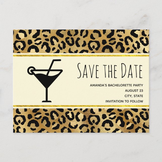 Wild & Exotic Leopard Print Pattern Bachelorette I Invitation Postcard (Front)
