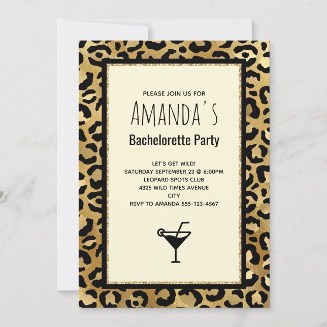 Wild & Exotic Leopard Print Pattern Bachelorette Invitation (Front)