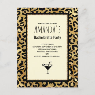 Wild & Exotic Leopard Print Pattern Bachelorette Invitation Postcard