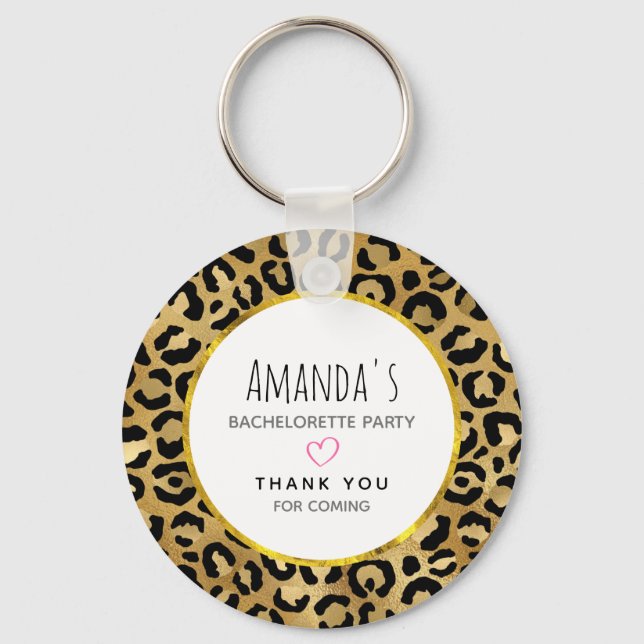 Wild & Exotic Leopard Print Pattern Bachelorette Keychain (Front)