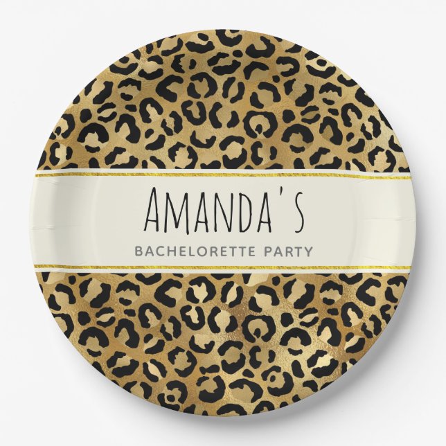 Wild & Exotic Leopard Print Pattern Bachelorette Paper Plates (Front)
