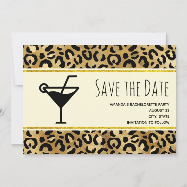 Wild & Exotic Leopard Print Pattern Bachelorette Save The Date (Front)