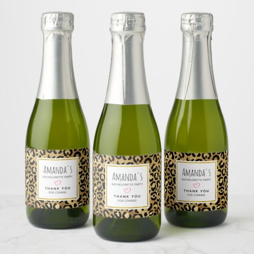 Wild  Exotic Leopard Print Pattern Bachelorette  Sparkling Wine Label