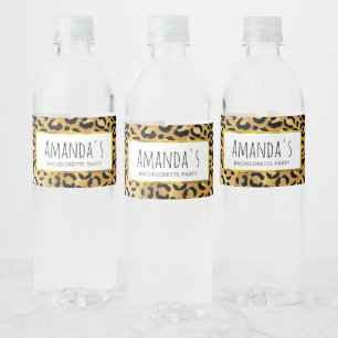 Wild & Exotic Leopard Print Pattern Bachelorette Water Bottle Label