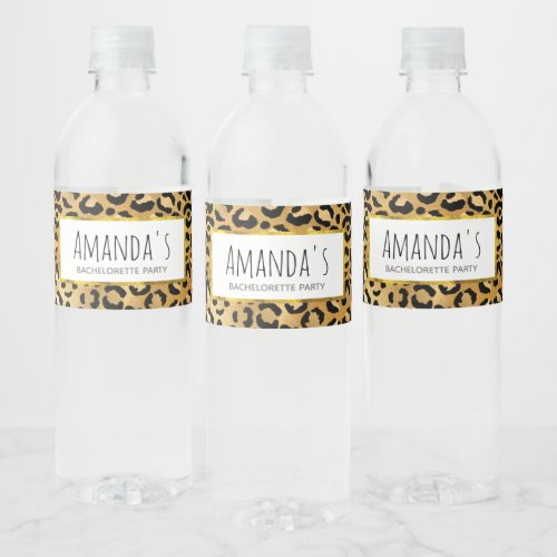 Wild  Exotic Leopard Print Pattern Bachelorette Water Bottle Label