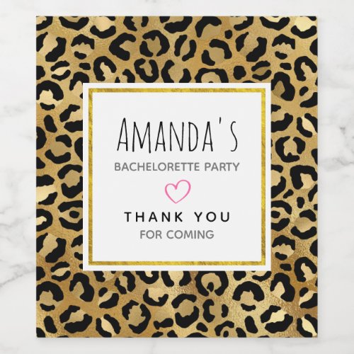 Wild  Exotic Leopard Print Pattern Bachelorette Wine Label