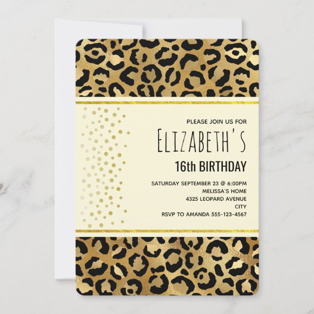Wild & Exotic Leopard Print Pattern Birthday Invit Invitation (Front)