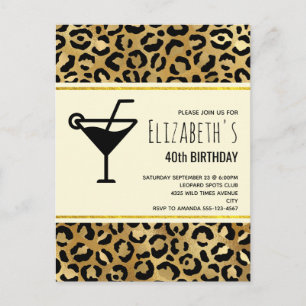 Wild & Exotic Leopard Print Pattern Birthday Invitation Postcard