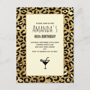 Wild & Exotic Leopard Print Pattern Birthday Invitation Postcard