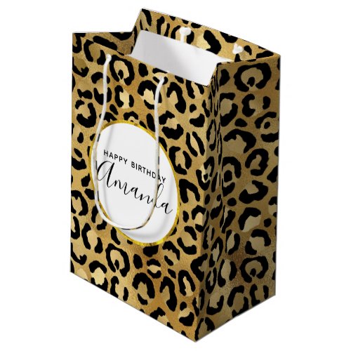 Wild  Exotic Leopard Print Pattern Birthday Mediu Medium Gift Bag