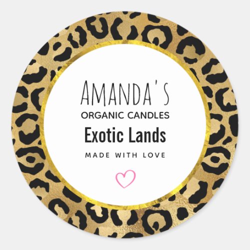 Wild  Exotic Leopard Print Pattern Candle Soap Classic Round Sticker
