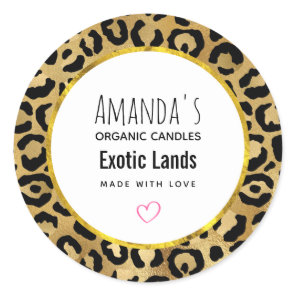 Wild & Exotic Leopard Print Pattern Candle Soap Classic Round Sticker