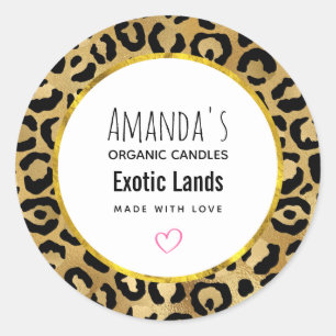 Wild & Exotic Leopard Print Pattern Candle Soap Classic Round Sticker