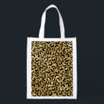 Wild & Exotic Leopard Print Pattern Grocery Bag<br><div class="desc">Grocery tote with a stylish pattern. Exotic black leopard spots on a gold background. Wild yet elegant style.</div>
