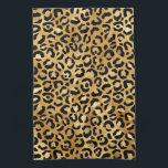 Wild & Exotic Leopard Print Pattern Kitchen Towel<br><div class="desc">A kitchen towel with a stylish pattern. Exotic black leopard spots on a gold background. Wild yet elegant style.</div>