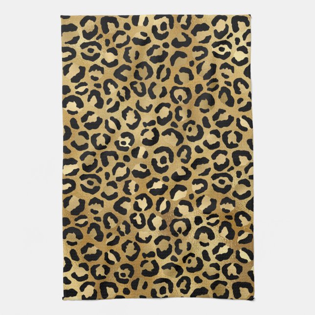 Wild & Exotic Leopard Print Pattern Kitchen Towel (Vertical)