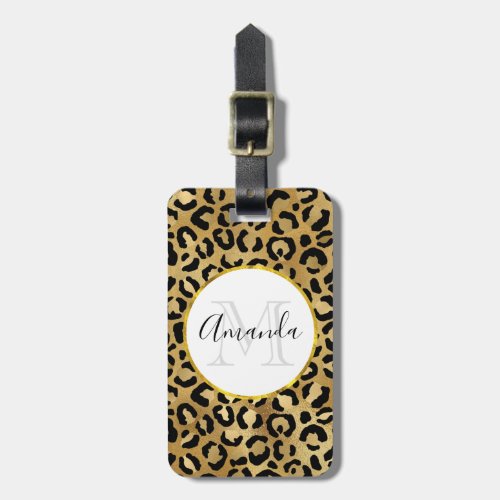 Wild  Exotic Leopard Print Pattern Monogram Luggage Tag