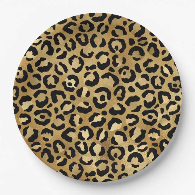 Wild & Exotic Leopard Print Pattern Paper Plates (Front)