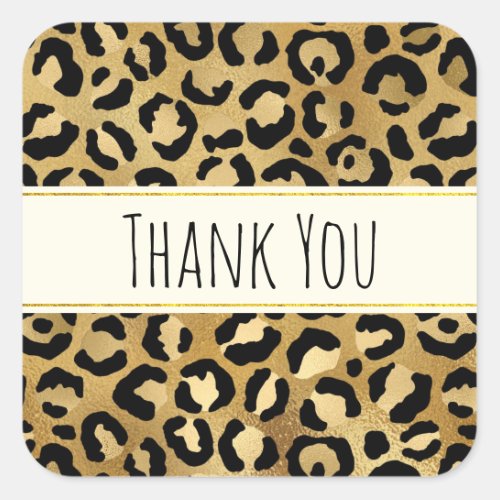 Wild  Exotic Leopard Print Pattern Thank You Square Sticker
