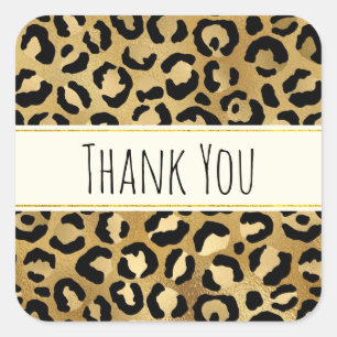 Wild & Exotic Leopard Print Pattern Thank You Square Sticker