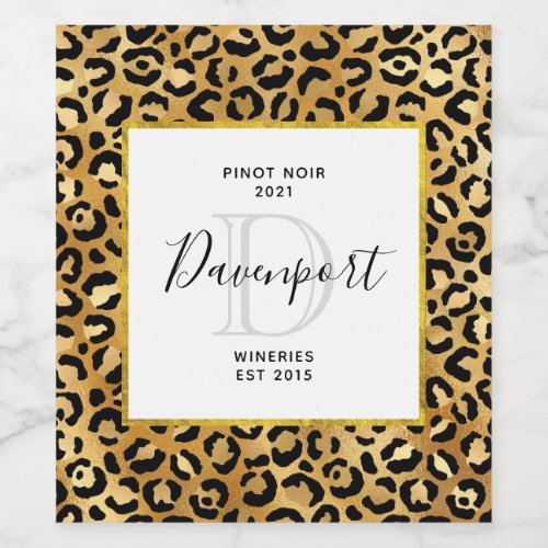 Wild  Exotic Leopard Print Pattern Wine making Wine Label