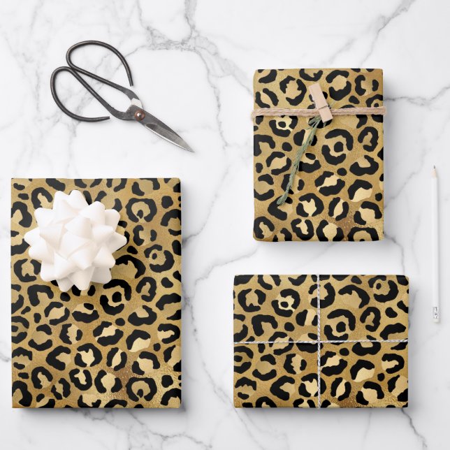 Wild & Exotic Leopard Print Pattern Wrapping Paper Sheets (Front)