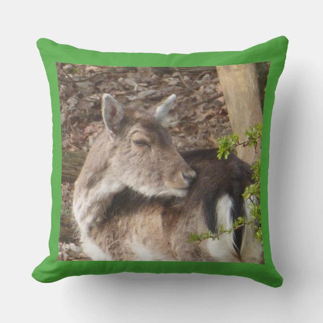 Wild Fallow Deer Throw Pillow (Front)