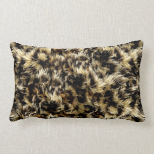 Wild Faux Fur Leopard Style Camo Decor Lumbar Pillow