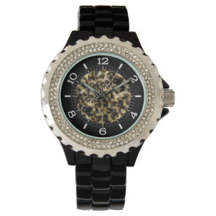 Wild Faux Fur Leopard Style Camo Print Dial Watch