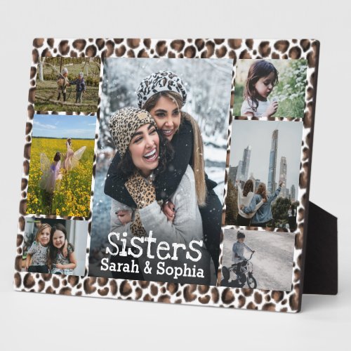 Wild Faux Leopard Fur Sisters Photo Collage Plaque