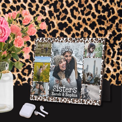 Wild Faux Leopard Fur Sisters Photo Collage Plaque