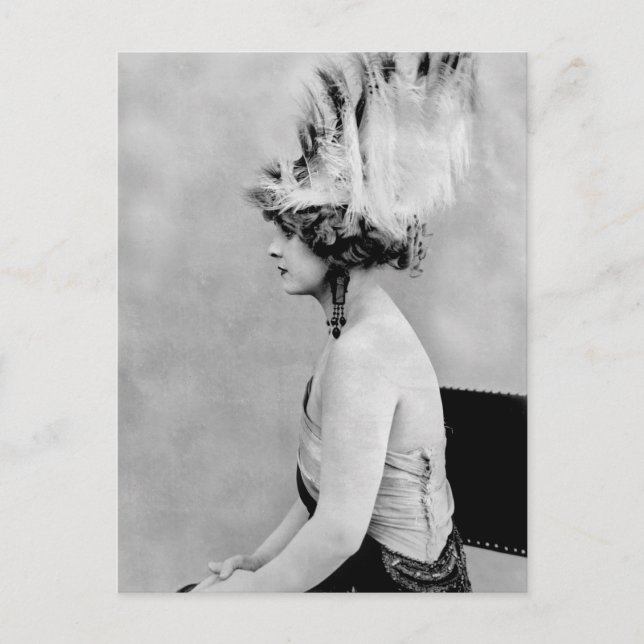 Wild Feather Hat, early 1900s Postcard (Front)