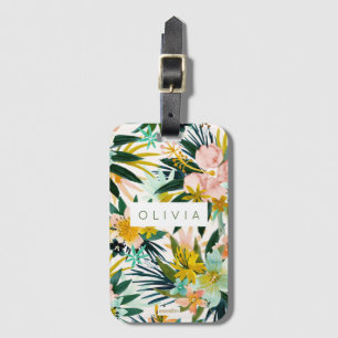 WILD FEELS Tropical Hibiscus Floral Custom Luggage Tag