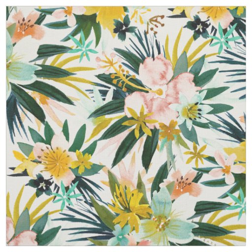 WILD FEELS Tropical Hibiscus Floral Fabric