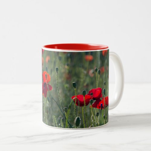 Wild Field of Poppies  Two_Tone Coffee Mug