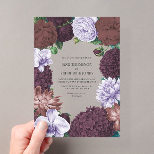 Wild Fig, Cocoa Rose & Soft Lavender Wedding Acrylic Invitations