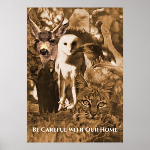 Wild Fire Awareness Poster with Wildlife