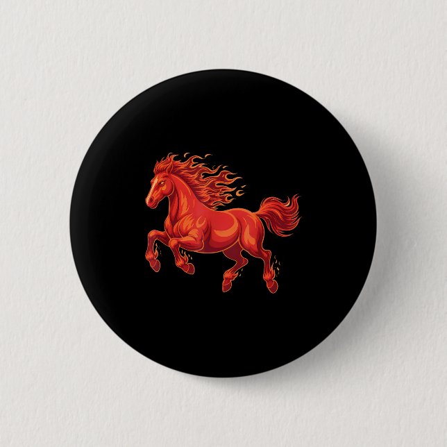 Wild Fire Horse Chinese Zodiac Sign Lunar New Year Button (Front)