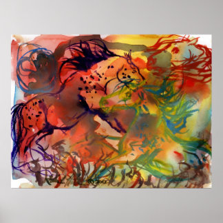 Wild Fire Horses Fine Art Abstract Print