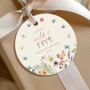 Wild & Five Wildflower 5th Birthday Party Favor Tags