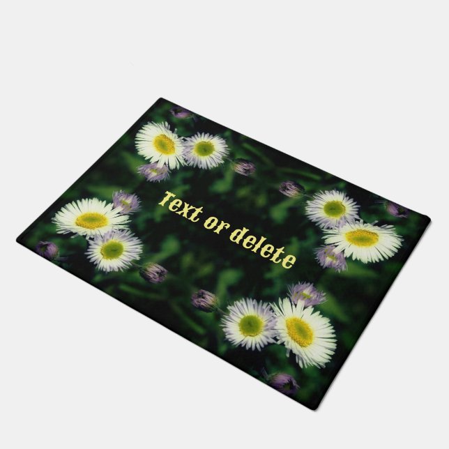 Wild Fleabane Daisy Flower Abstract Personalized Doormat (Angled)