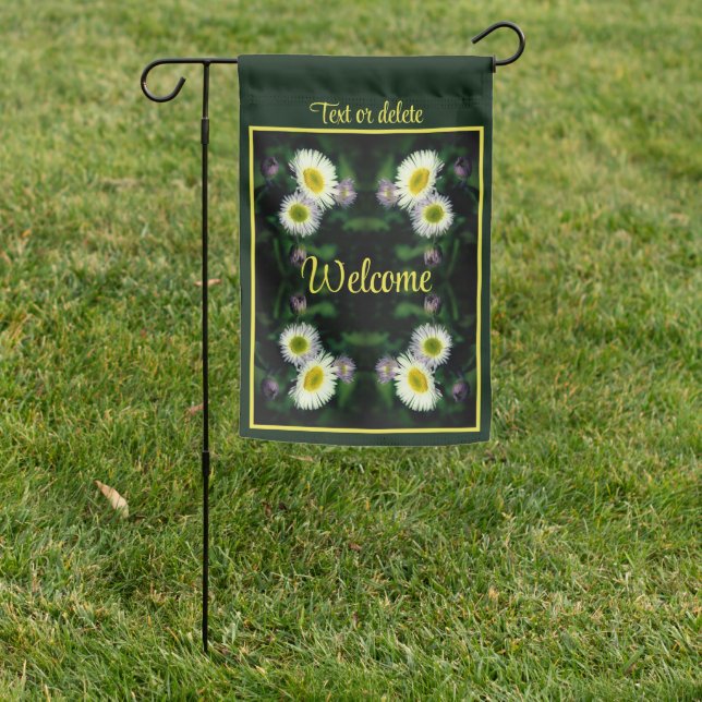 Wild Fleabane Daisy Flower Abstract Personalized Garden Flag (In SItu)