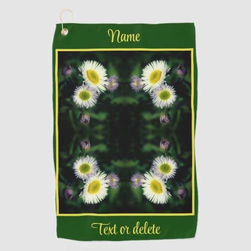 Wild Fleabane Daisy Flower Abstract Personalized Golf Towel
